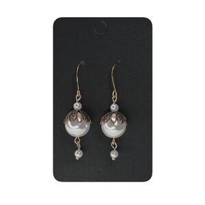 Pearl Drop Handmade Dangle Earrings in Gold tone and white faux pearls